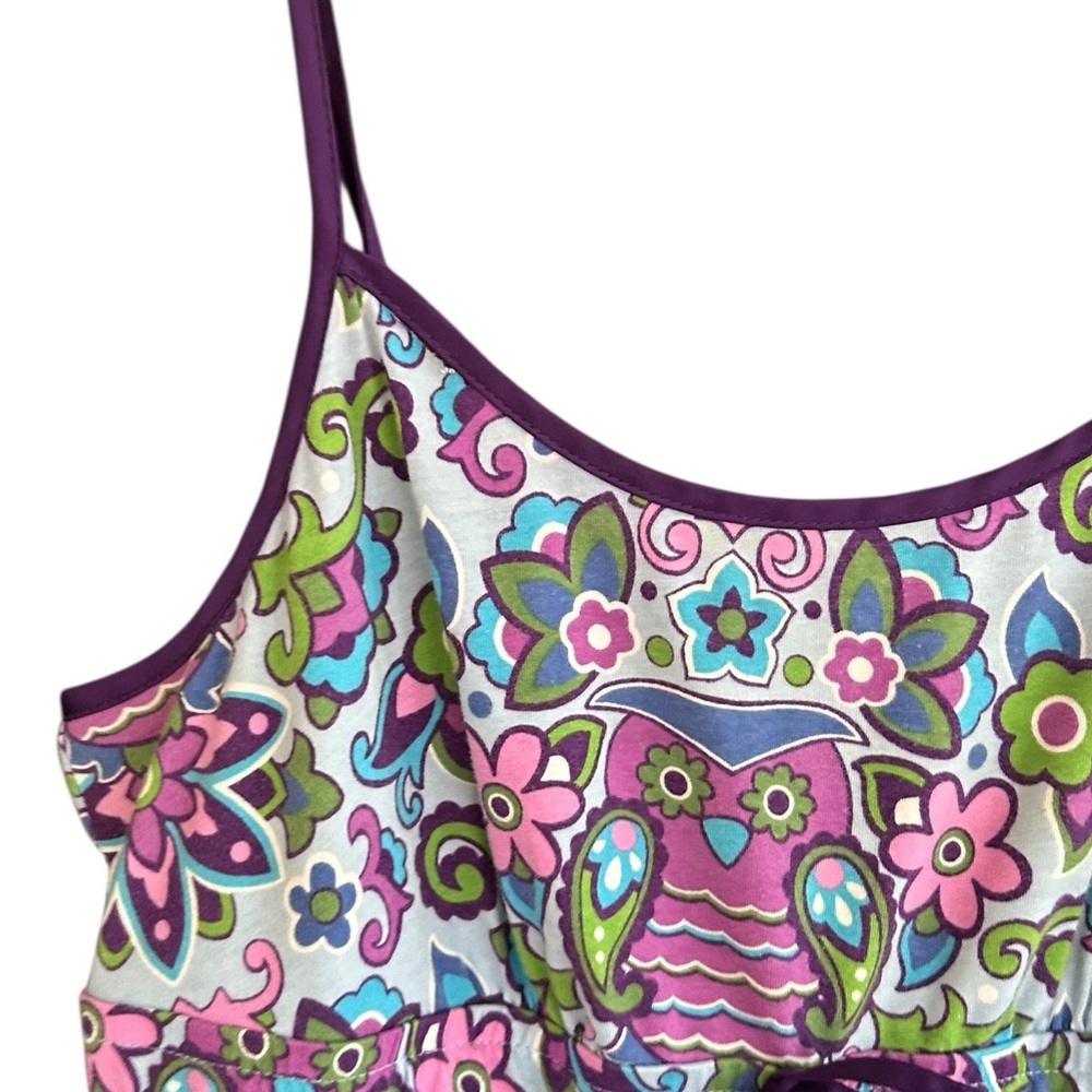 Y2K Nick & Nora Whimsical Retro Owl Novelty Print Ribbon Bow Babydoll Cami Top M - Picture 4 of 7